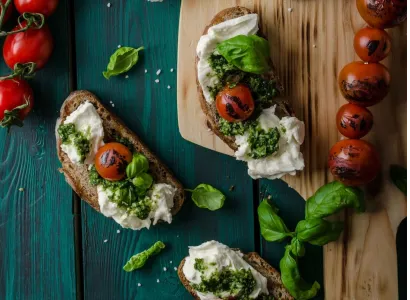 Crostini au Pesto et à la Burrata